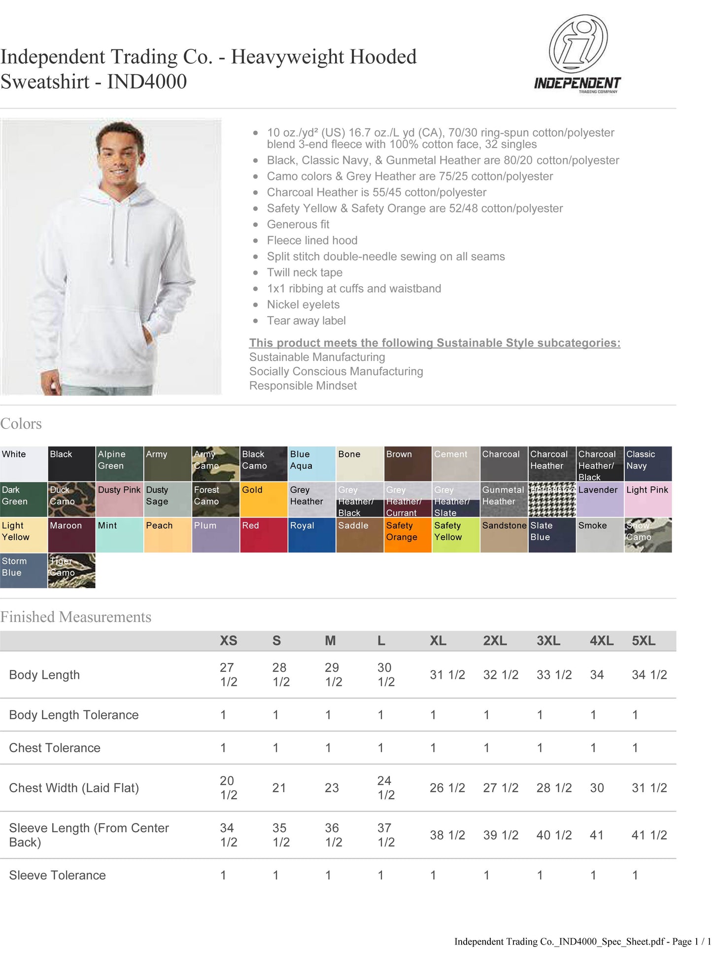 Heavyweight Hooded Sweatshirt - IND4000