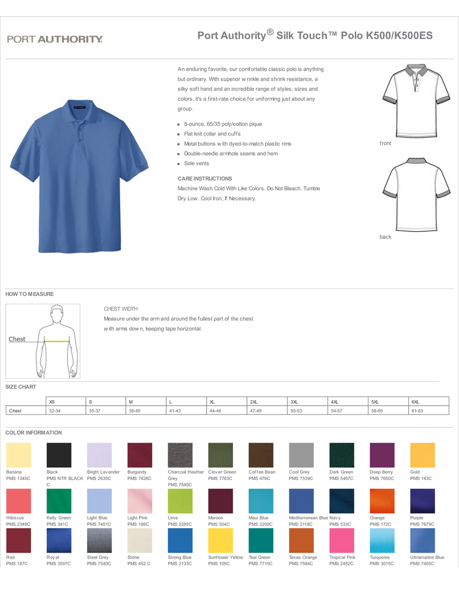 Port Authority® Silk Touch™ Polo - K500 – TBS IMPRESSIONS